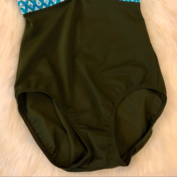 ✅ SOLD! Merona Olive Green Tie Neck One Piece - Picture 4 of 10